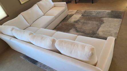 Designer White L-Shaped Sectional Sofa (Delivery Available)