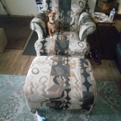 Chair & Ottoman $25 Brown/Blk/Tan Pick Up Only!
