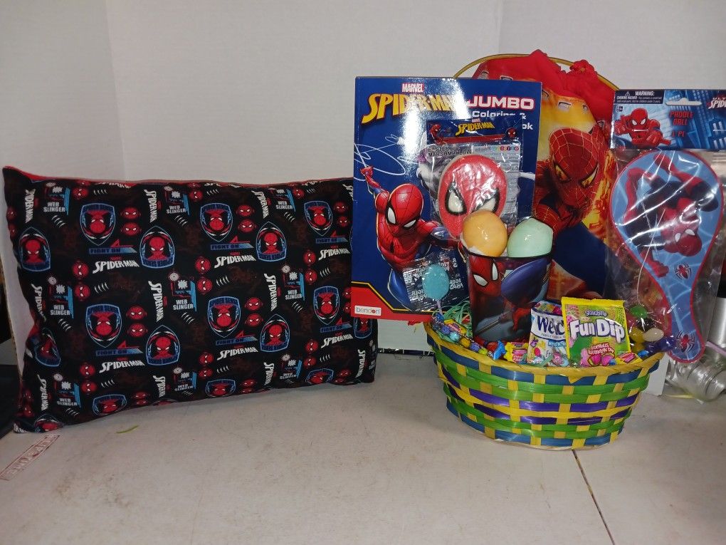 Spider-Man Themed Easter Basket With Handmade Pillow