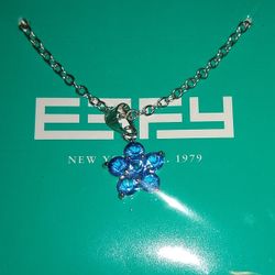 Effy Blue Stone Star Flower Pendant Chain Necklace