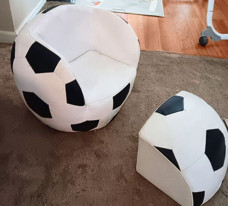 Kids Soccer Ball Chair And Ottoman