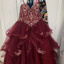 Maroon Quinceañera Dress 
