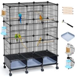 Large Bird Cage with Wheels and Accessories