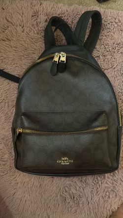 Coach Dark Brown Signature Mini Backpack with Gold Hardware