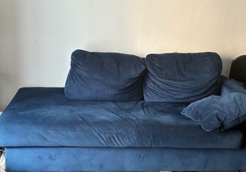 Navy Blue Velvet Sofa and Chair