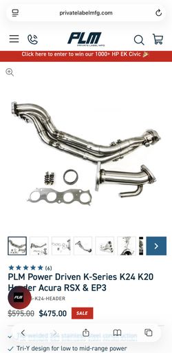 PLM Power Driven K-Series K24 K20 Headers Acura RSX & EP3