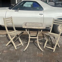 tile Top Patio Table With Two Wooden Chairs Claremont Mesa