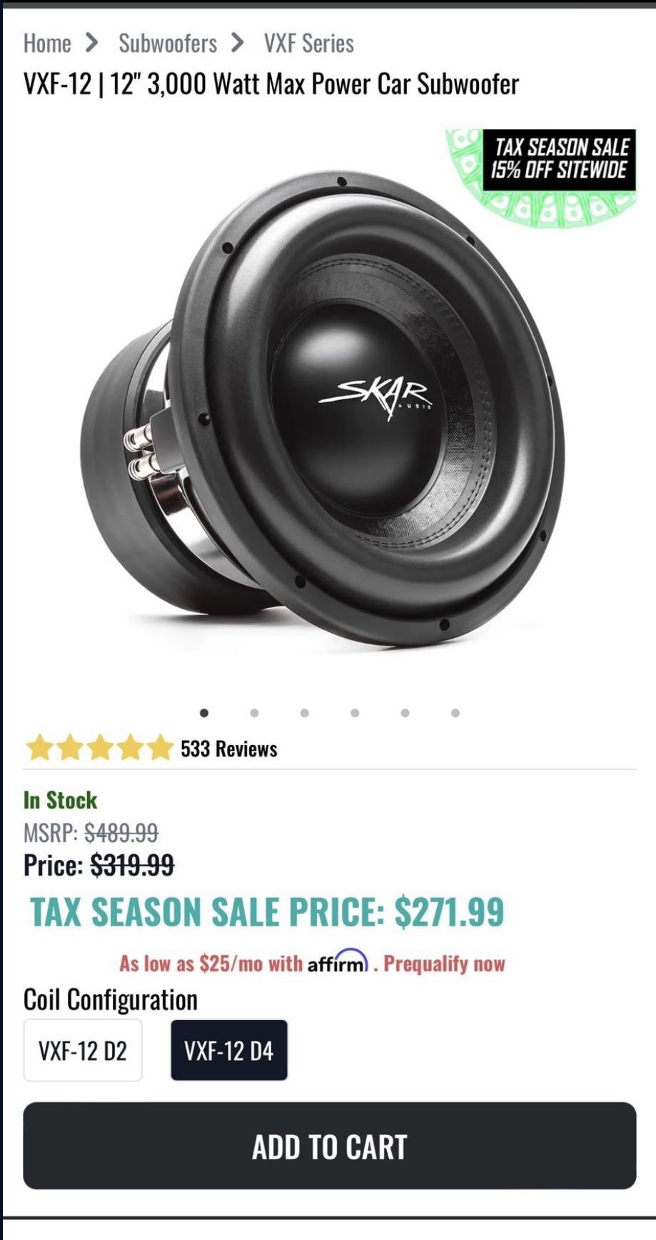 Skar Audio VXF 12”