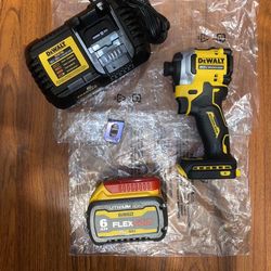 (1)Dewalt Atomic Compact 20v Max Impact Driver (DCF850) (1) 6.0Ah Flexvolt  (1)12/20vCharge