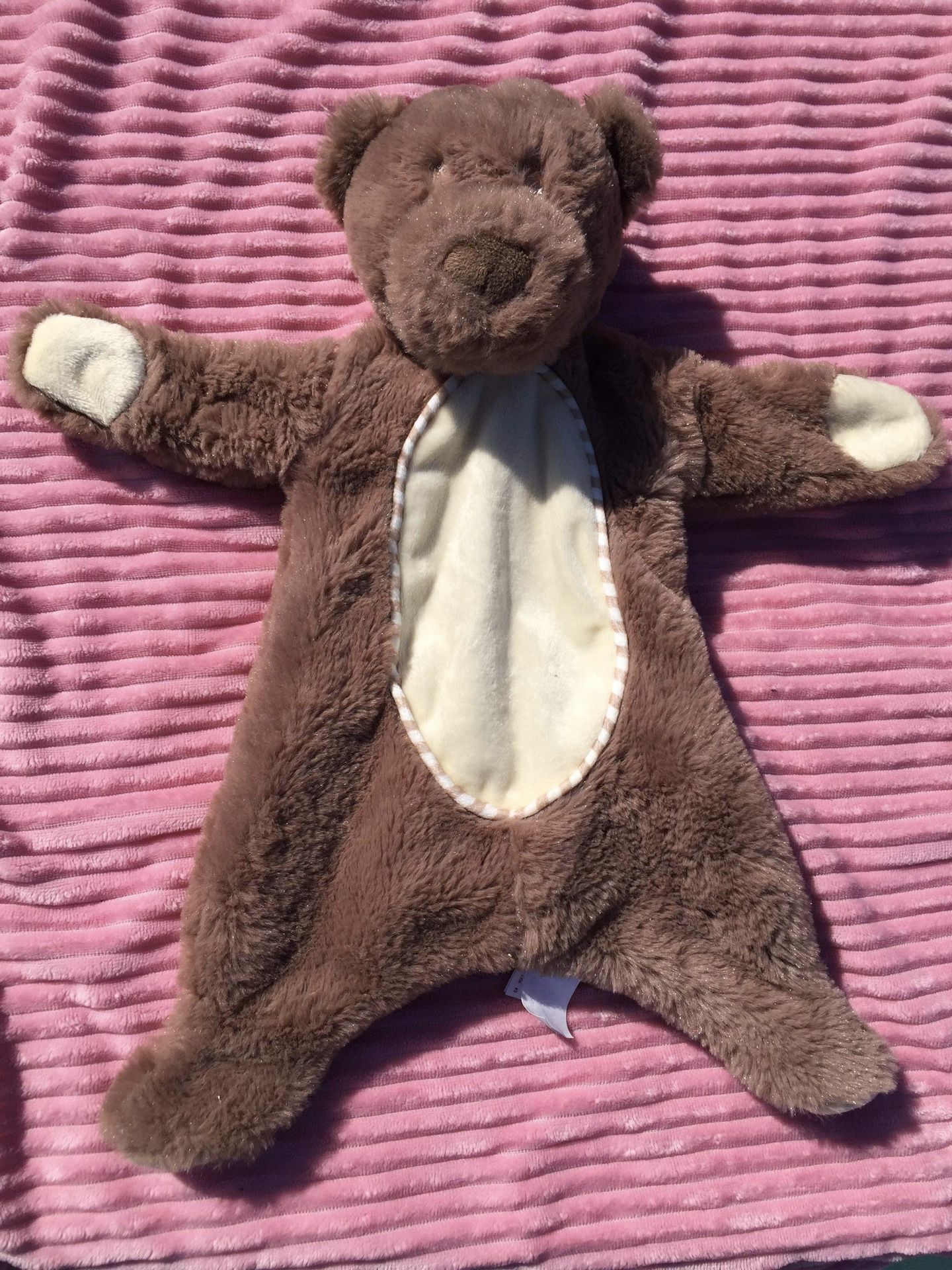RARE KellyToy Teddy Bear rattle Plush Lovey Security Blanket with crinkle tummy