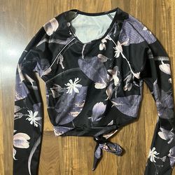 All in motion L Colorful Floral Crop Sports Top