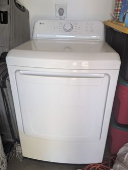 LG 7.3 cu. ft. Vented Electric Dryer (Model DLE6100W) in white.