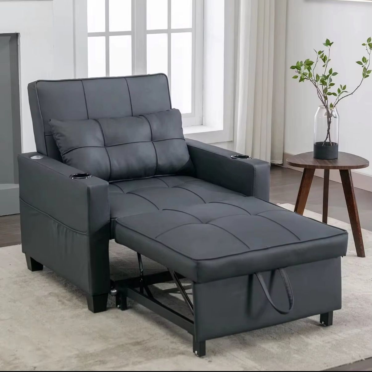 Luxury Faux Leather Recliner Sofa Chair with Ottoman