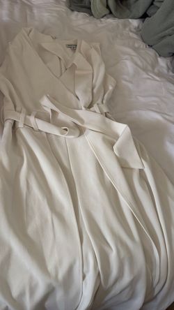 Cream Belted Wrap Dress