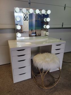 Vanity With Mirror And Chair