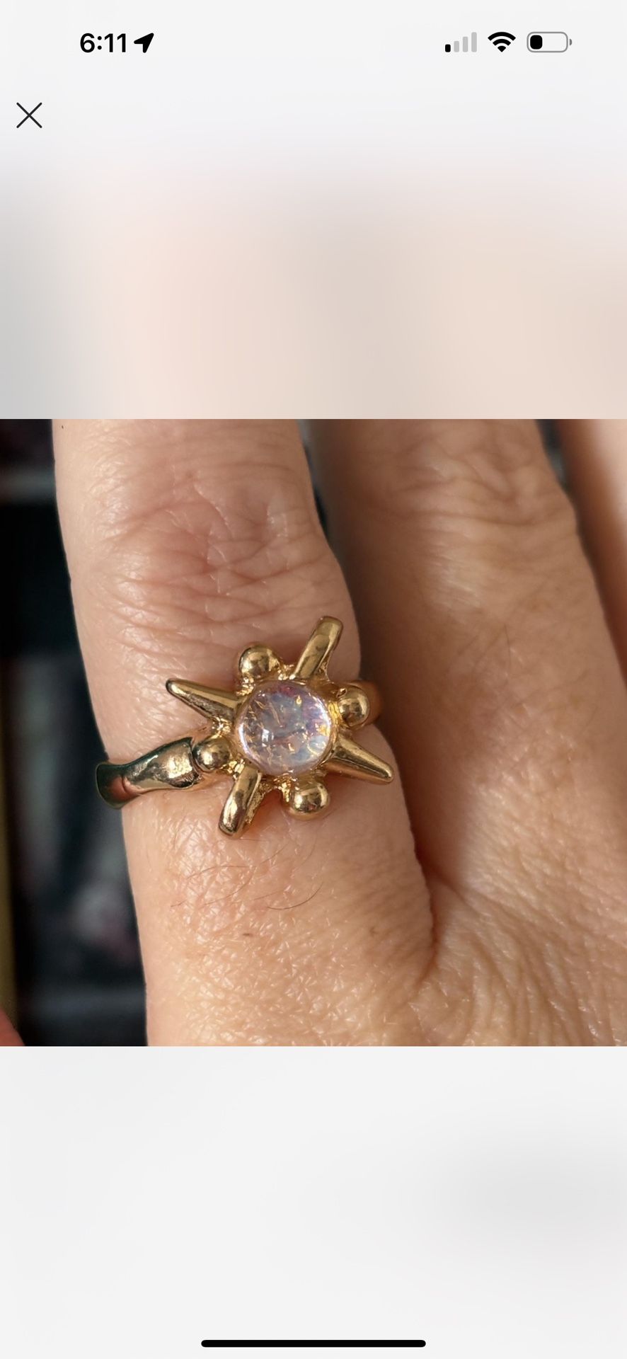 Gold & Faux Moonstone Boho Ring 8