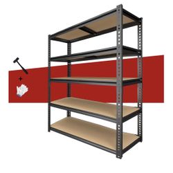 Heavy Duty Garage Shelving,5-Tier Metal Storage Shelves,2400LBS Shelving Unit,Adjustable Shelving Rack, Standing Shelf Units for Garage Storage Wareho