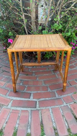 Bamboo & Wicker Tiki/mcm Style Side Table