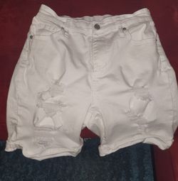 Women's Distressed White 5" Stretchy Shorts
