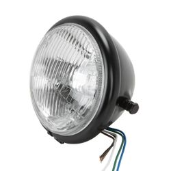 5-3/4" diameter Black Side Mount Halogen Headlight bobber chopper Harley Honda Yamaha  