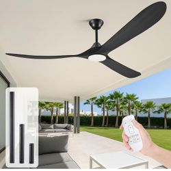 70 Inch Black Outdoor Ceiling Fans for Patios with Light
