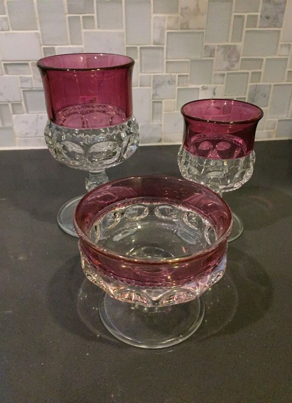 Kings Crown Cranberry glasses