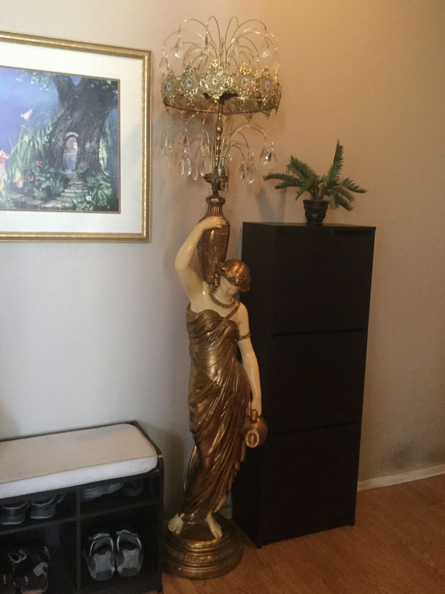 Antique Floor Lamp Statue “Rebekah At The Well”