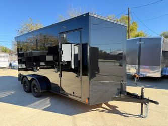 2026 New 7x16 TA Screwless Enclosed Trailer | Blackout | Spoiler Package | 7' Interior | .08 Polycor | Dexter Axles | El Paso | 1151 (Black)
