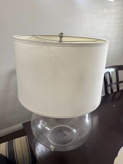 Clear Glass Globe Table Lamp with White Shade