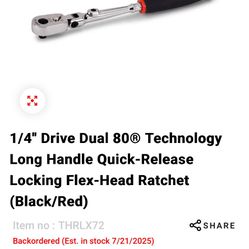 Snap On 1/4 Locking Flex Head Ratchet 