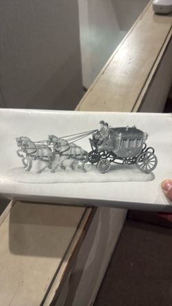Horse-Drawn Carriage Figurine Village Accessory