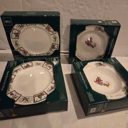 8 Christmas Plates 8 Christmas Bowls Collectible Christmas Wish Serving Ware Party