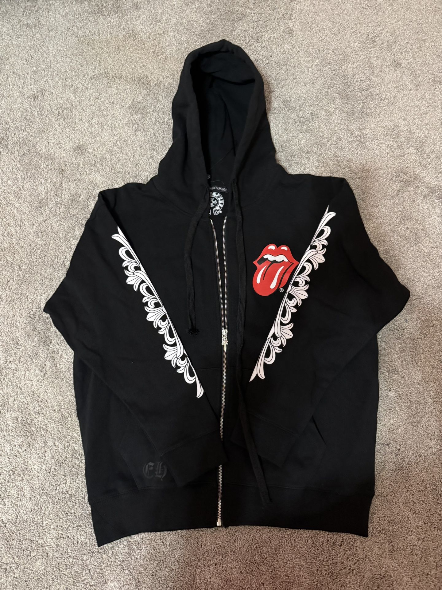 Chrome Hearts Rolling Stones Zip Up Hoodie • Black • Medium • New