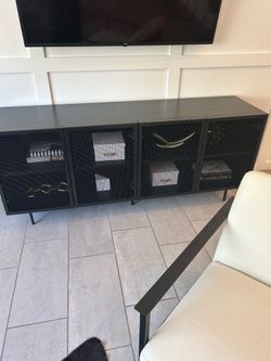 CB2 Trace Black Wire Credenza