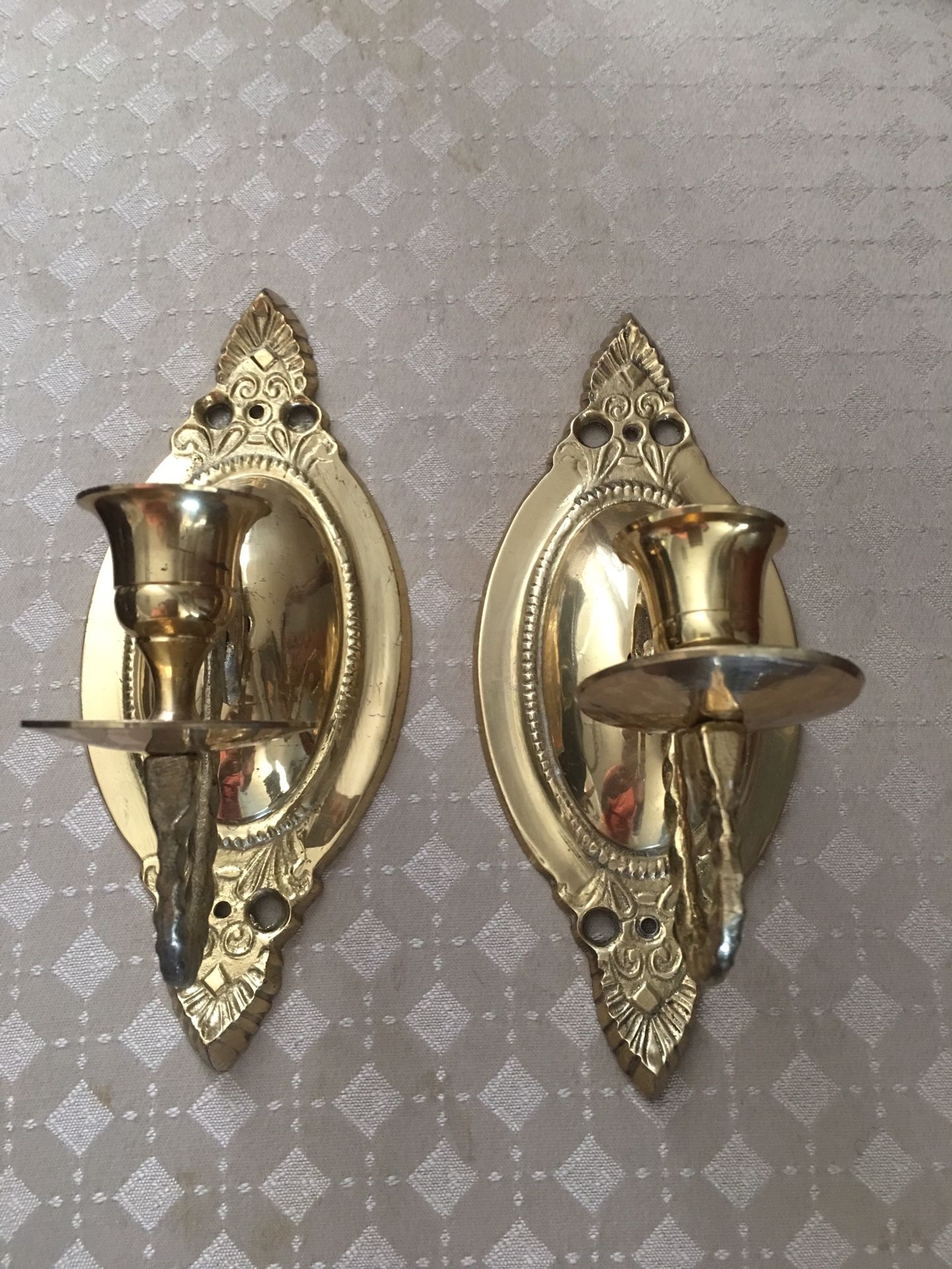 Set of 2 Solid Brass Sconce Taper Candle Holders Home Decor