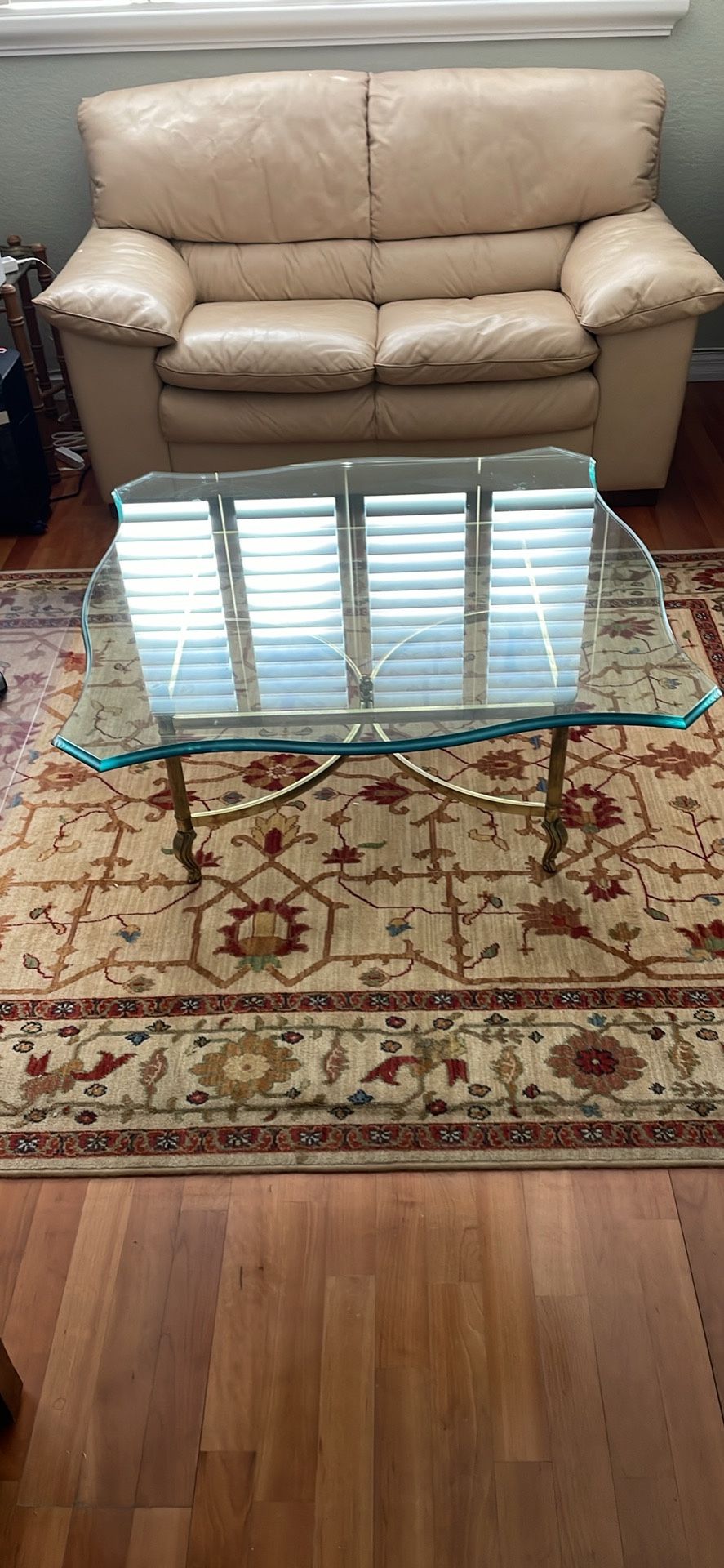Glass And Brass Coffee Table