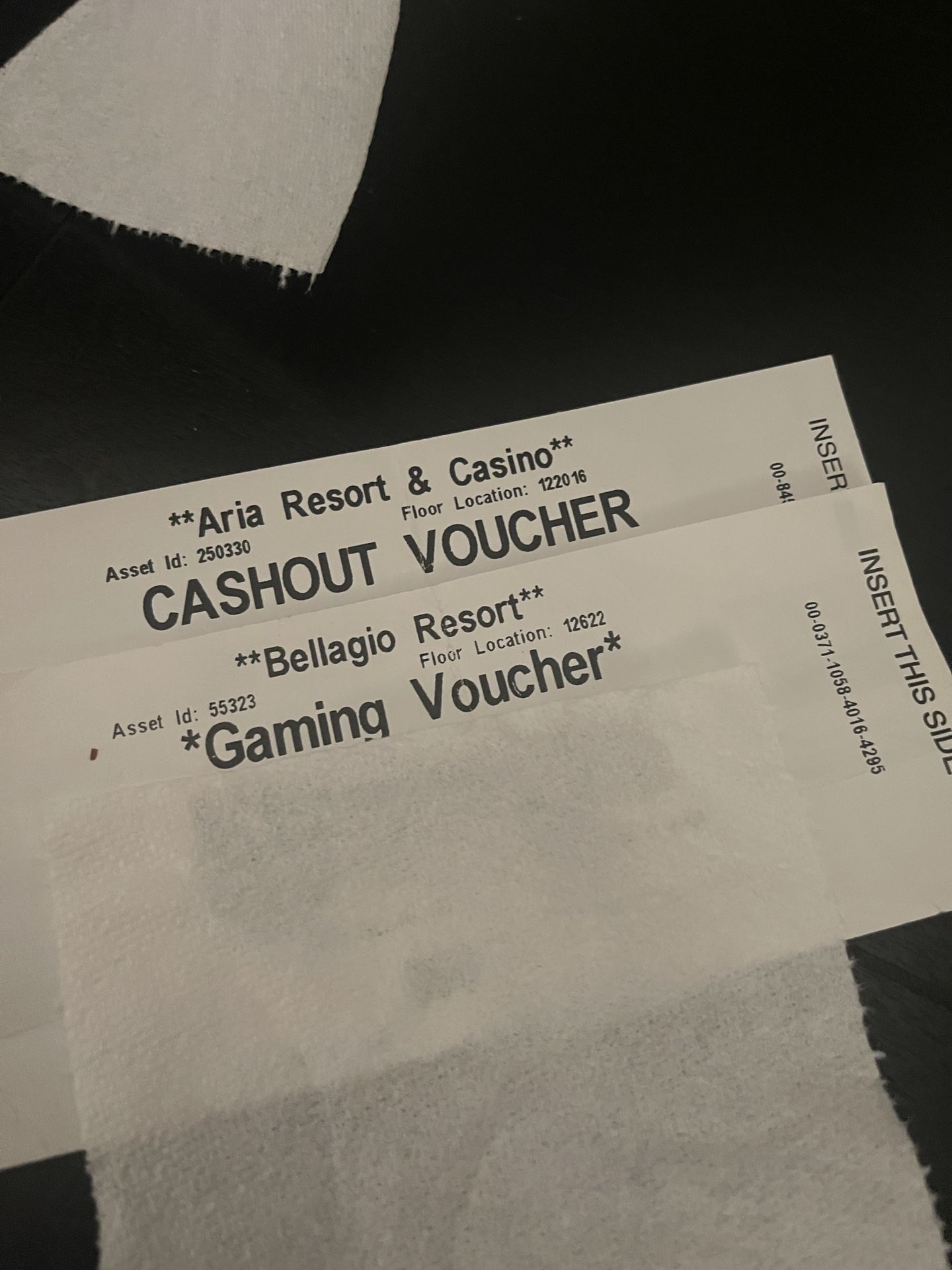 Casino Vouchers- Aria And Bellagio. Las Vegas 