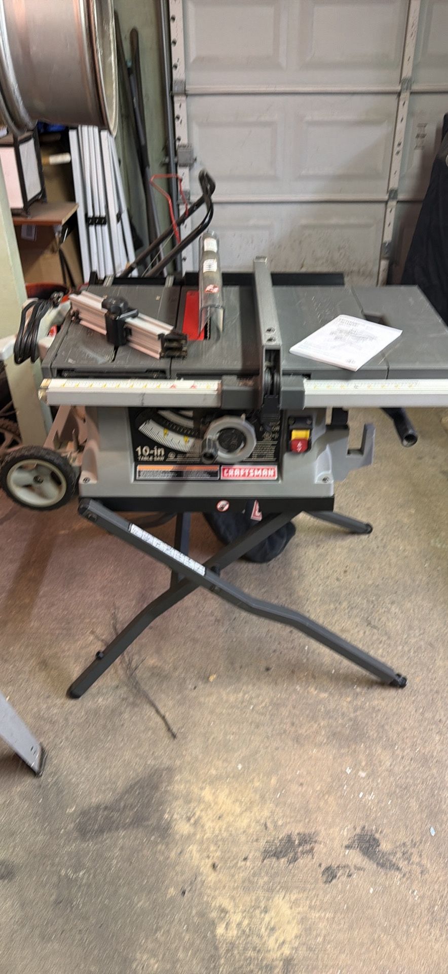 Craftsman Contractor Table Saw 10” With Portable Stand
