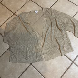 Woman’s Open Cardigan Sweater Lacy Weave Size 2X Kim Rogers Curvy