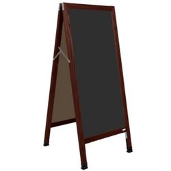 Aarco 42x18" Cherry A-Frame Sign Board with Double Sided Black Chalk Board + Chalk Markers