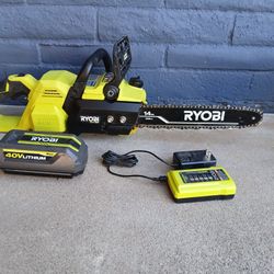 CHAINSAW RYOBI 40V BATTERY AND CHARGER INCLUDED 