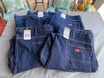 $20/each New Mens Dickies Industrial Carpenter Jeans 42 x 32 Rinsed Indigo Blue