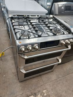 GE CAFE STAINLESS STEEL SLIDE IN GAS RANGE DOUBLE OVEN