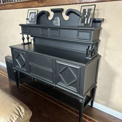 Black Antique Hutch Dresser 