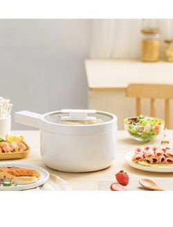 Hot Pot Electric,1.5L Electric Pot with Ceramic Non-Stick Coating 350&700W Dual Power Multi-functional Electric Cooker, Suitable for Steak, Pasta, Hot