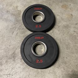 Pair of 2.5 lbs REP Fitness Rubber Coated Olympic 2” Weights - 5 lbs total