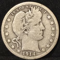1914 Historic Barber Silver Quarter