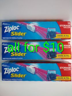 Ziploc Slider Storage Gallon Bags with Power Shield Technology, 15 Count