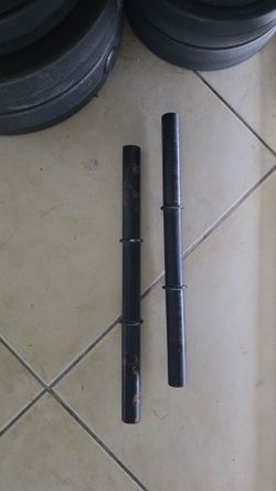 Weights with barbells.