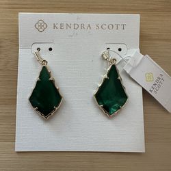Kendra Scott Small Faceted Alex Simulated Emerald Illusion Gold Plated Earrings